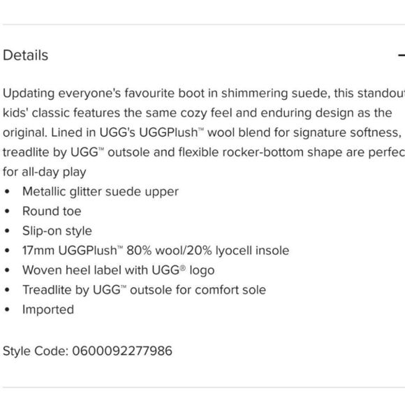 UGG | Kid's Classic II Metallic Glitter Boots In Pink - Picture 9 of 9